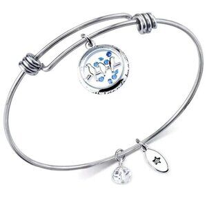NWT Friends Bird Charm Bangle Bracelet in Stainless Steel